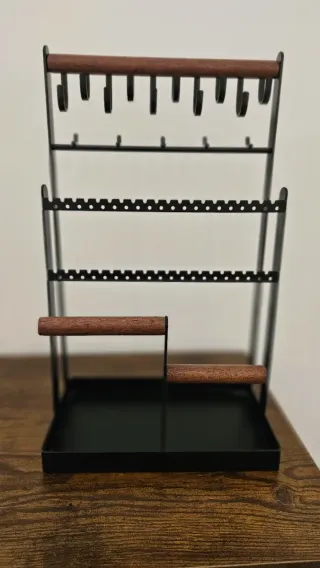 Organizador Joyas Metal y Madera 3 Niveles