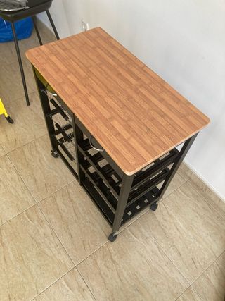 Carro Cocina Madera y Metal Negro