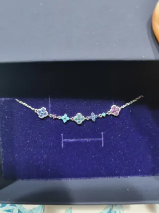 Pulsera plata circonitas flores