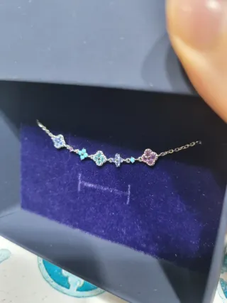 Pulsera plata circonitas flores