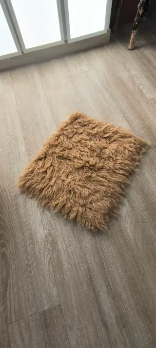 Alfombra Flokati Lana Beige/Blanco