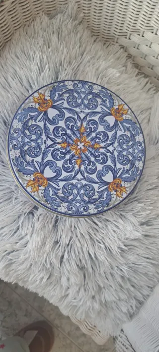 Caja decorativa metal azul y dorado