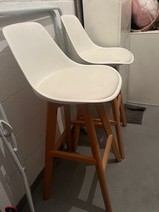 Sillas altas comedor blancas y madera