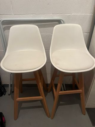 Sillas altas comedor blancas y madera