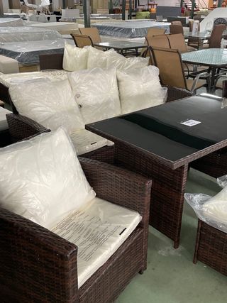 Conjunto ratán marrón terraza nuevo