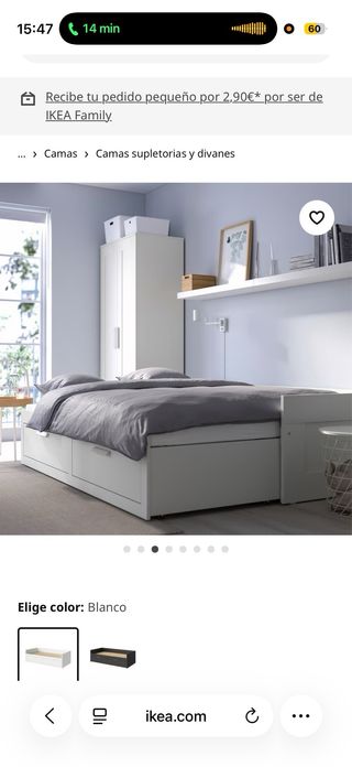 Cama nido BRIMNES Diván Blanco con 2 Cajones