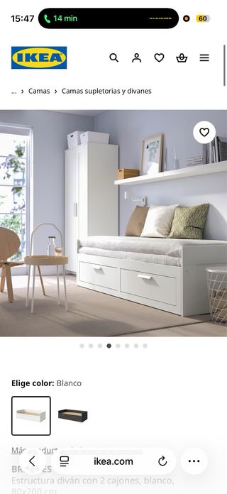 Cama nido BRIMNES Diván Blanco con 2 Cajones