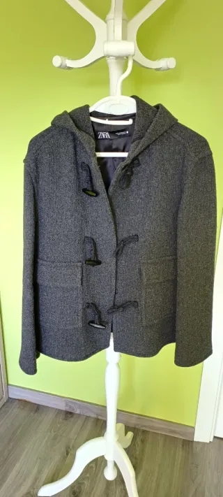 Abrigo corto Zara lana gris, talla como una S