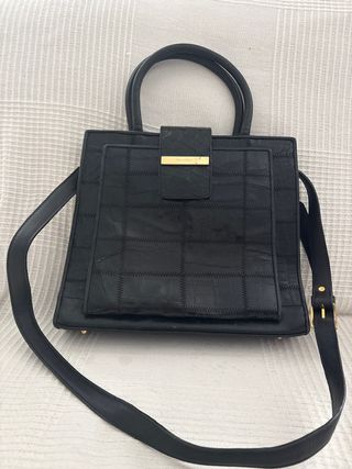 Bolso Piel Cocodrilo Negro