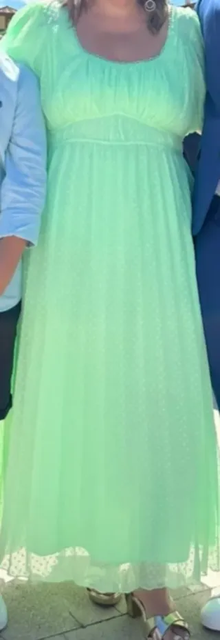 Vestido largo plumeti verde