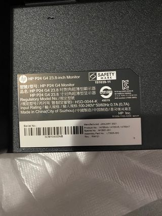 Monitor HP 24” IPS NUEVO sin usar – HDMI + Display