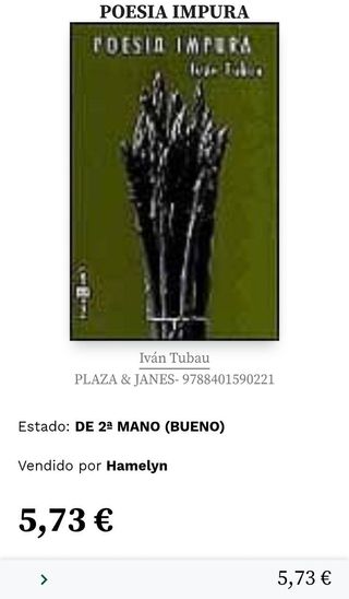 LIBRO POESÍA IMPURA, IVÁN TUBAU