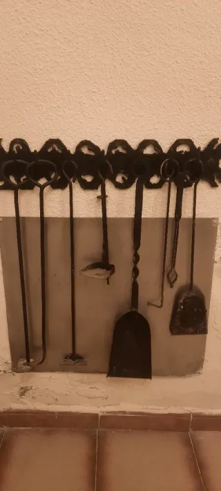 Juego Herramientas Chimenea Metal Negro