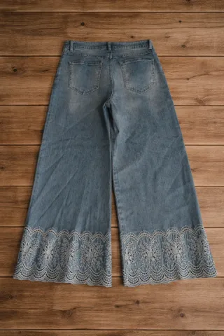 Completo jeans donna con pizzo