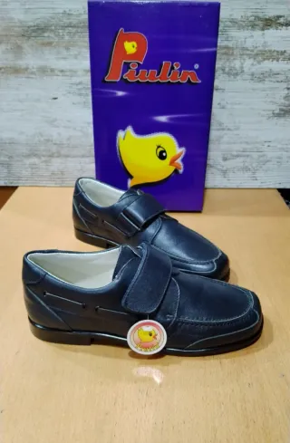 Zapatos Piulin niño piel velcro negro