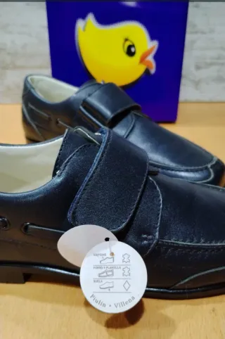 Zapatos Piulin niño piel velcro negro