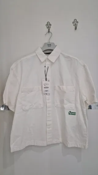 Camisa Zara Blanca Manga Corta Hombre Talla S