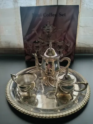 Juego de café mini plateado