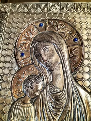 Antico quadro religioso Madonna Bambino