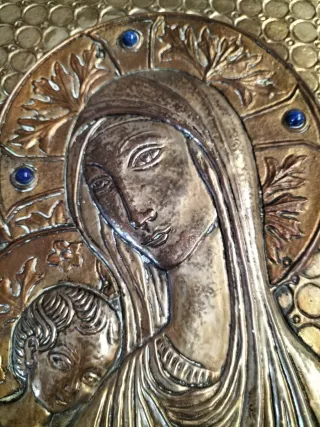 Antico quadro religioso Madonna Bambino