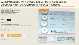 Tiras LED Hisense H49M3000 Kit Original