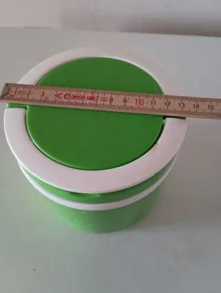 Porta vivande verde con pois bianchi