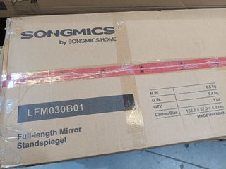 SONGMICS Espejo de Cuerpo Entero, 165 x 60 cm, Espejo de Pie Rectangular con Soporte, con Marco de Aleación de Aluminio, Cristal Templado, para Dormitorio, Salón, Vestuario, Navidad, Negro Tinta