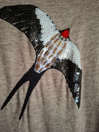 Jersey mujer pájaros lentejuelas