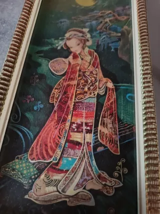 Lámina decorativa Geisha Marco Madera