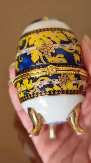 Caja Huevo Porcelana Decorada