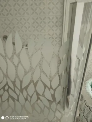 Mampara de ducha con diseño de hojas