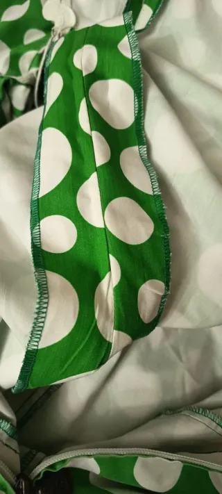 Vestido Flamenca Verde Lunares Blancos