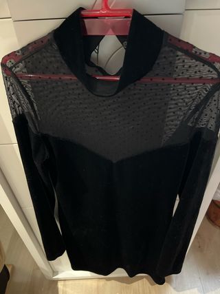 Vestido fiesta gasa/terciopelo escote corazon