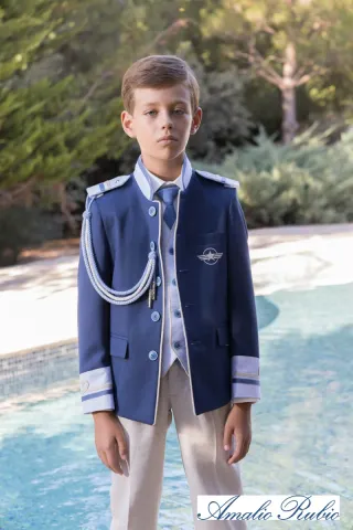 Traje de Comunión Blanco y Azul