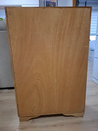 Mueble auxiliar roble macizo con puerta de cristal