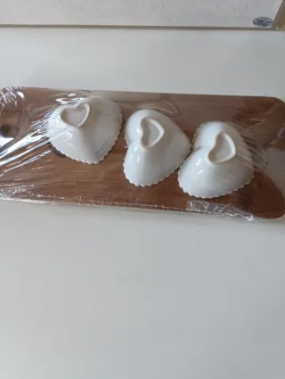 Claraluna antipastiera in porcellana e legno