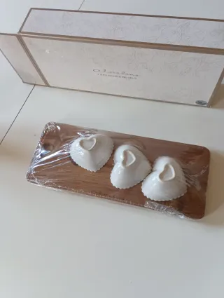 Claraluna antipastiera in porcellana e legno