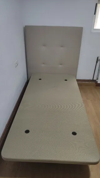 Canapé 90x190 + Cabecero Polipiel Beige + colchón