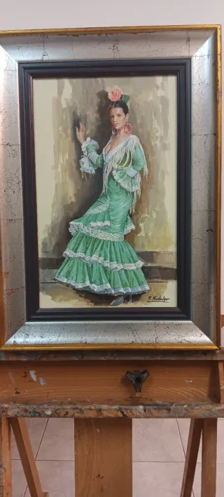 Pintura acuarela mujeres andaluzas