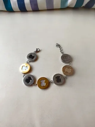 Pulsera  Oso Dorada Negra Plateada