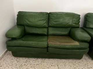 Conjunto Sofás de Piel Verdes