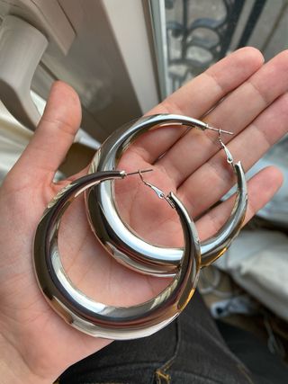 Pendientes grandes aro plateados 7cm