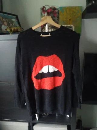 Jersey Ligero Punto Mujer M Labios Rojos