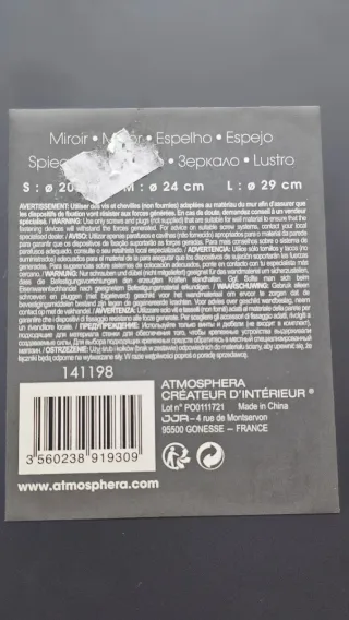Espejo redondo negro con cadena