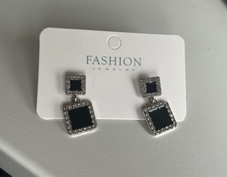 Pendientes fiesta negros strass pequeños