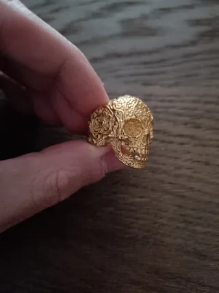 Anillo Calavera Acero Dorado Talla 9