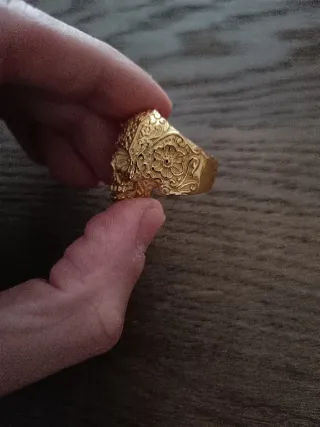 Anillo Calavera Acero Dorado Talla 9