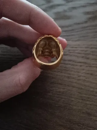 Anillo Calavera Acero Dorado Talla 9
