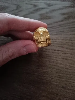 Anillo Calavera Acero Dorado Talla 9
