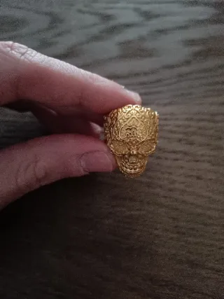 Anillo Calavera Acero Dorado Talla 9